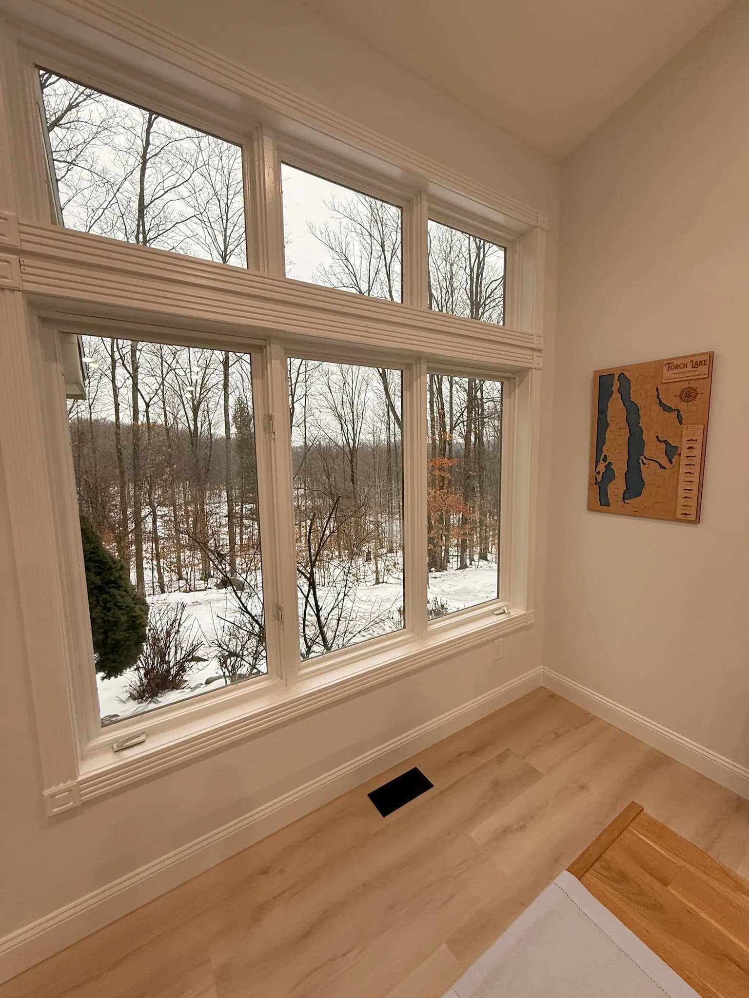 Dining room with panoramic forest view